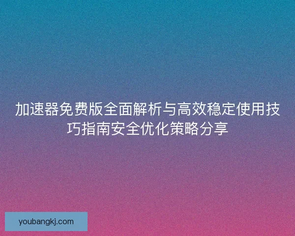 加速器免费版全面解析与高效稳定使用技巧指南安全优化策略分享