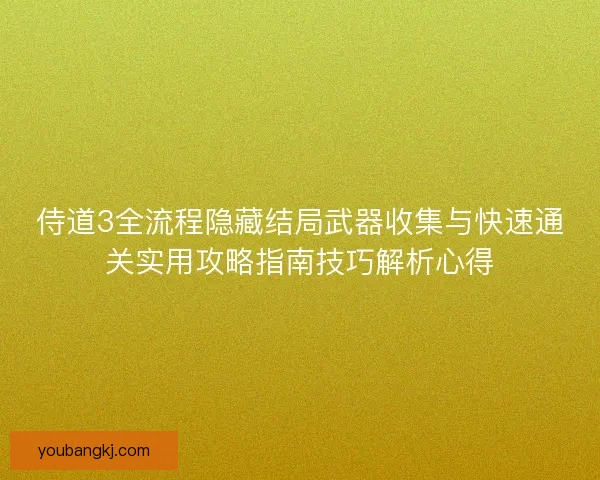 侍道3全流程隐藏结局武器收集与快速通关实用攻略指南技巧解析心得