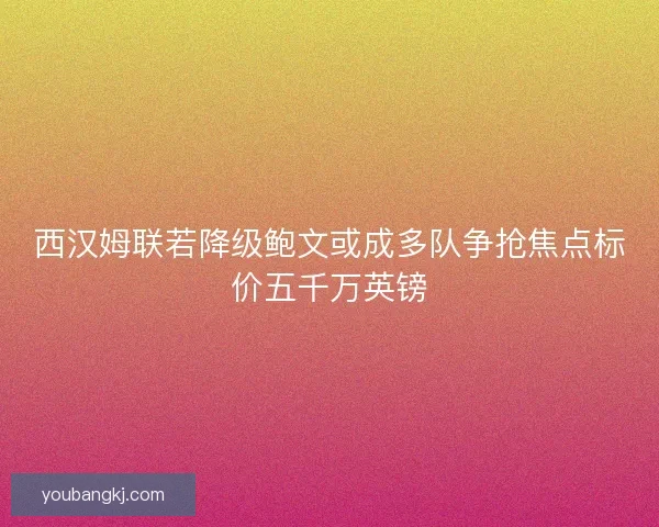 西汉姆联若降级鲍文或成多队争抢焦点标价五千万英镑